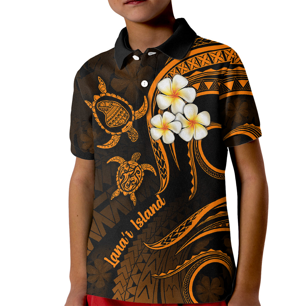 Hawaii Kid Polo Shirt Lanai Islands Polynesian Sunset Plumeria Gold Vibe LT9 Kid Gold - Polynesian Pride