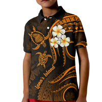 Hawaii Kid Polo Shirt Lanai Islands Polynesian Sunset Plumeria Gold Vibe LT9 Kid Gold - Polynesian Pride