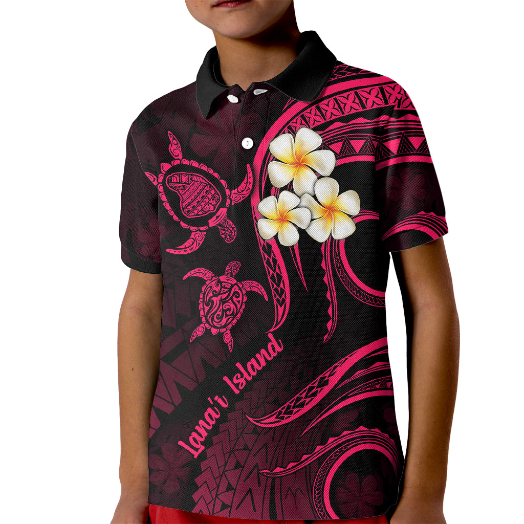 Hawaii Kid Polo Shirt Lanai Islands Polynesian Sunset Plumeria Pink Vibe LT9 Kid Pink - Polynesian Pride