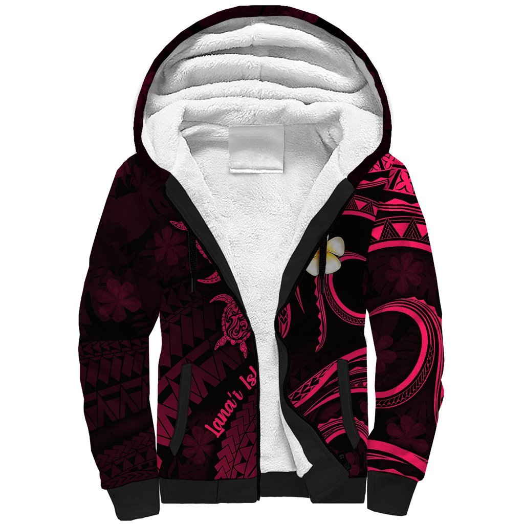 Hawaii Sherpa Hoodie Lanai Islands Polynesian Sunset Plumeria Pink Vibe LT9 Unisex Pink - Polynesian Pride