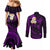 Polynesian Hawaii Couples Mermaid Dress and Long Sleeve Button Shirts Lanai Islands with Pacific Plumeria Purple Vibe LT9 - Polynesian Pride