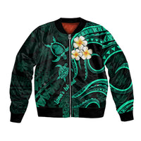 Polynesian Hawaii Bomber Jacket Lanai Islands with Pacific Plumeria Turquoise Vibe LT9 Unisex Turquoise - Polynesian Pride