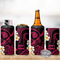 Hawaii Lanaʻi Islands Pacific Plumeria 4 in 1 Can Cooler Tumbler Pink Polynesian Tattoo