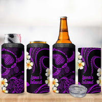 Hawaii Lanaʻi Islands Pacific Plumeria 4 in 1 Can Cooler Tumbler Purple Polynesian Tattoo