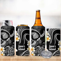Hawaii Lanaʻi Islands Pacific Plumeria 4 in 1 Can Cooler Tumbler White Polynesian Tattoo