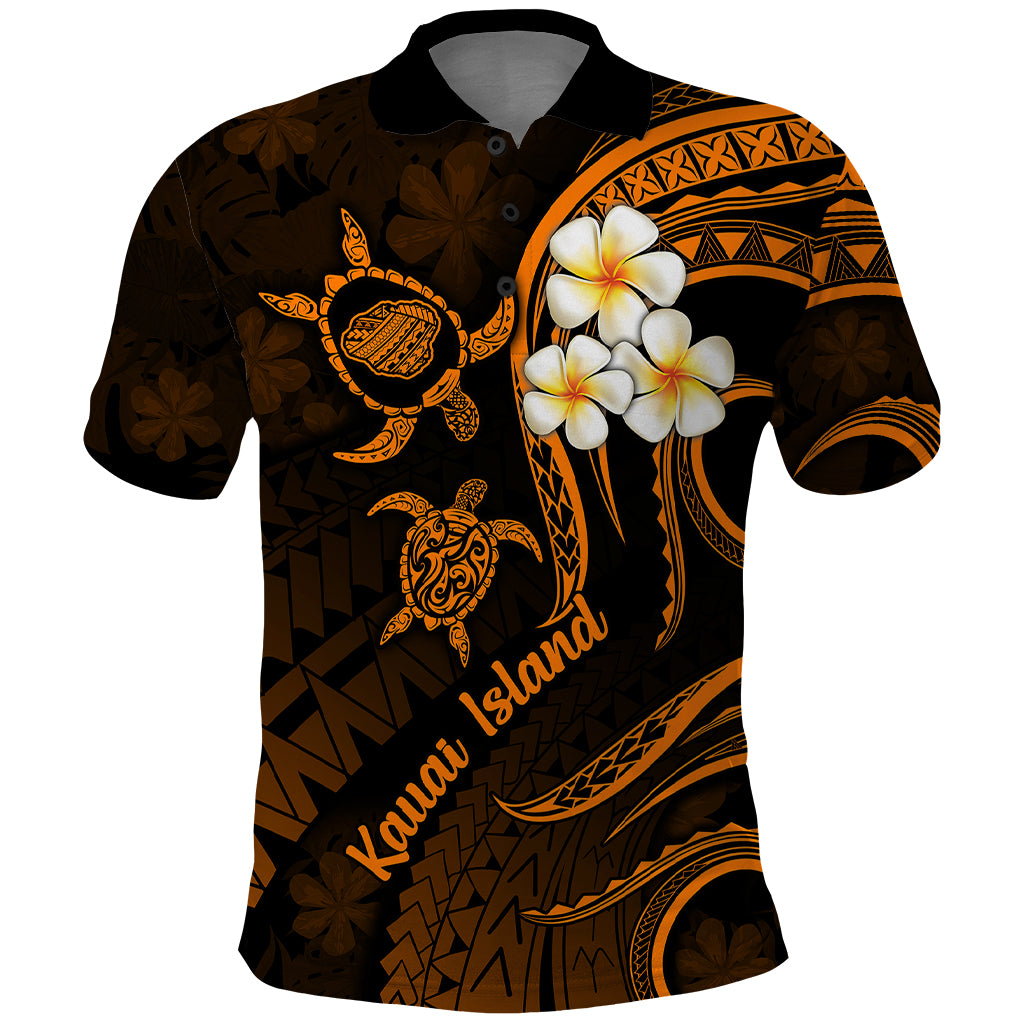 Hawaii Polo Shirt Kauai Islands Polynesian Sunset Plumeria Gold Vibe LT9 Gold - Polynesian Pride
