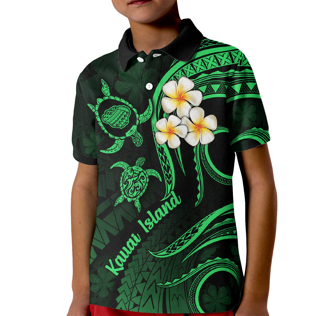 Hawaii Kid Polo Shirt Kauai Islands Polynesian Sunset Plumeria Green Vibe LT9 Kid Green - Polynesian Pride