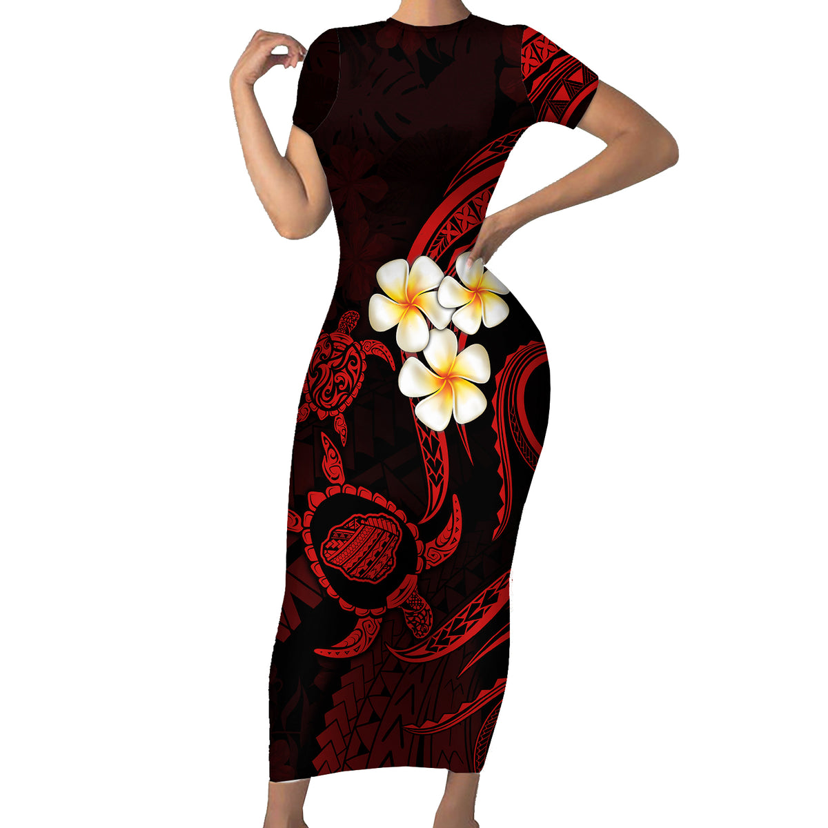 Polynesian Hawaii Short Sleeve Bodycon Dress Kauai Islands with Pacifi - Polynesian Pride Polynesian Hawaii Short Sleeve Bodycon Dress Kauai Islands with Pacifi - Polynesian Pride