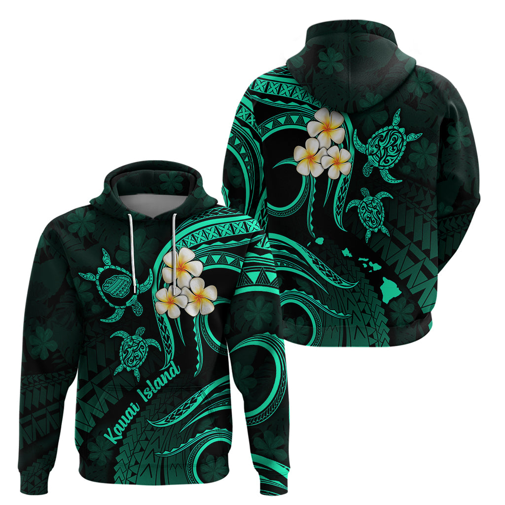 Polynesian Hawaii Hoodie Kauai Islands with Pacific Plumeria Turquoise Vibe LT9 - Polynesian Pride