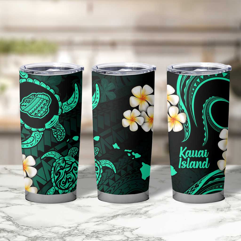 Hawaii Kauai Islands Pacific Plumeria Tumbler Cup Turquoise Polynesian Tattoo