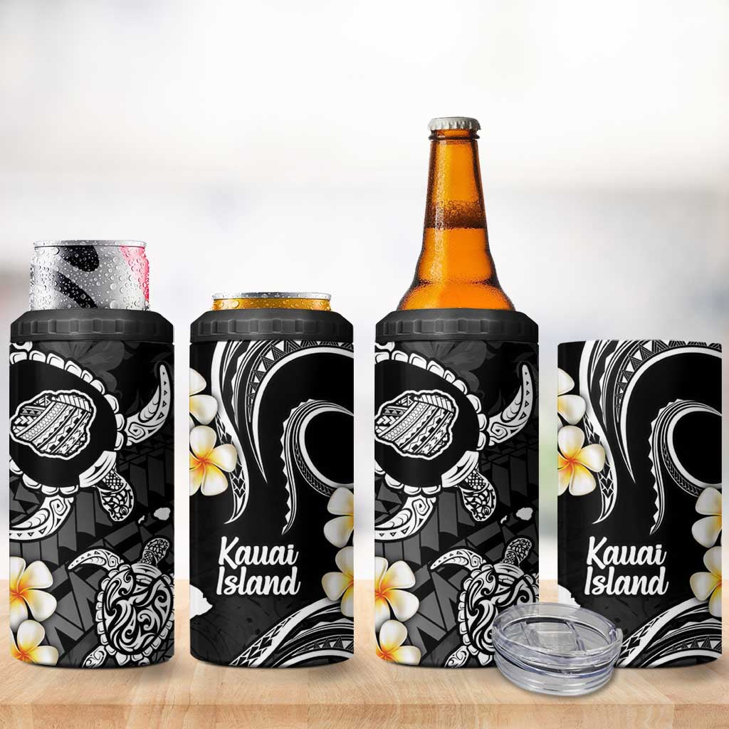Hawaii Kauai Islands Pacific Plumeria 4 in 1 Can Cooler Tumbler White Polynesian Tattoo