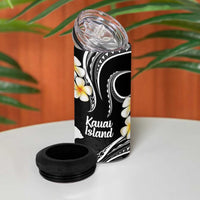 Hawaii Kauai Islands Pacific Plumeria 4 in 1 Can Cooler Tumbler White Polynesian Tattoo