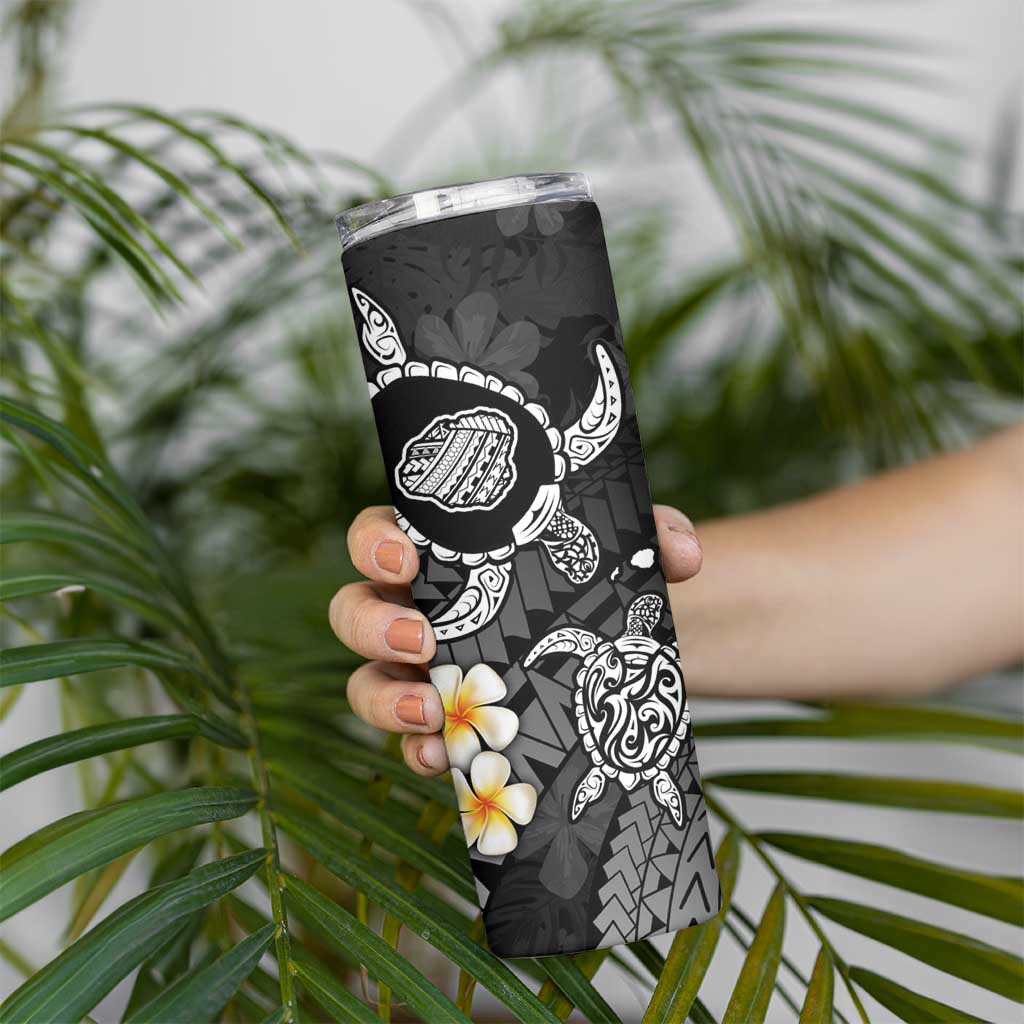 Hawaii Kauai Islands Pacific Plumeria Skinny Tumbler White Polynesian Tattoo