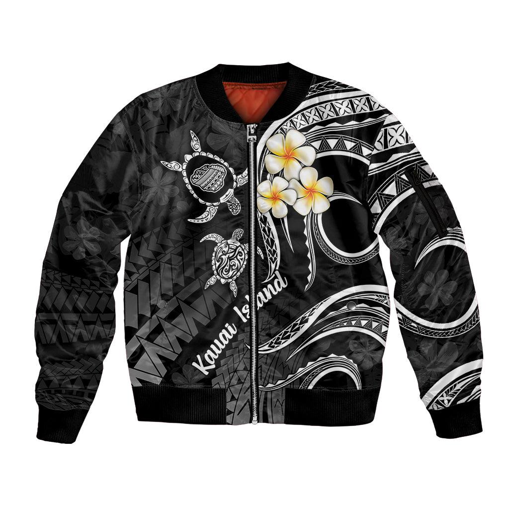 Polynesian Hawaii Sleeve Zip Bomber Jacket Kauai Islands with Pacific Plumeria White Vibe LT9 Unisex White - Polynesian Pride