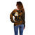 Hawaii Off Shoulder Sweater Kahoolawe Islands Polynesian Sunset Plumeria Gold Vibe LT9 - Polynesian Pride