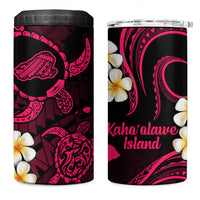 Hawaii Kahoolawe Islands Pacific Plumeria 4 in 1 Can Cooler Tumbler Pink Polynesian Tattoo