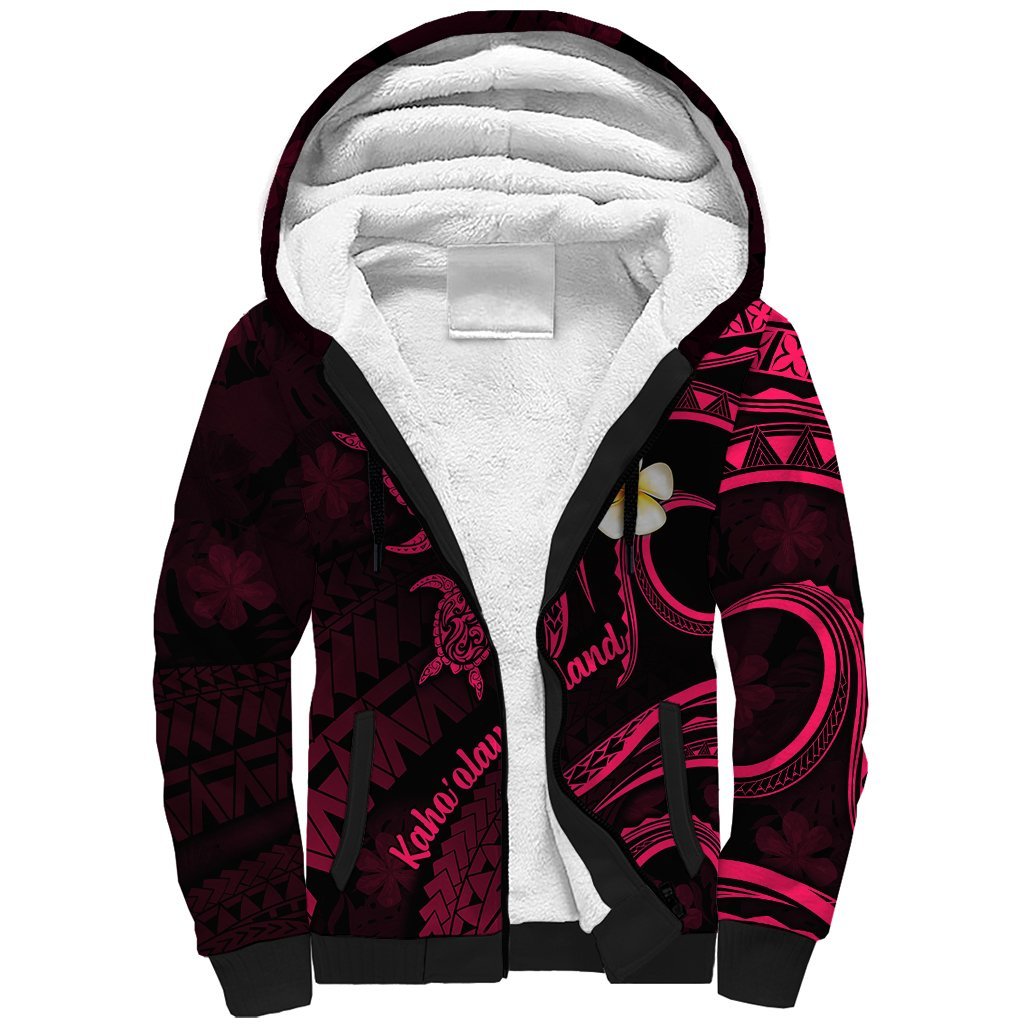 Hawaii Sherpa Hoodie Kahoolawe Islands Polynesian Sunset Plumeria Pink Vibe LT9 Unisex Pink - Polynesian Pride