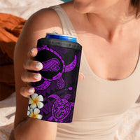 Hawaii Kahoolawe Islands Pacific Plumeria 4 in 1 Can Cooler Tumbler Purple Polynesian Tattoo