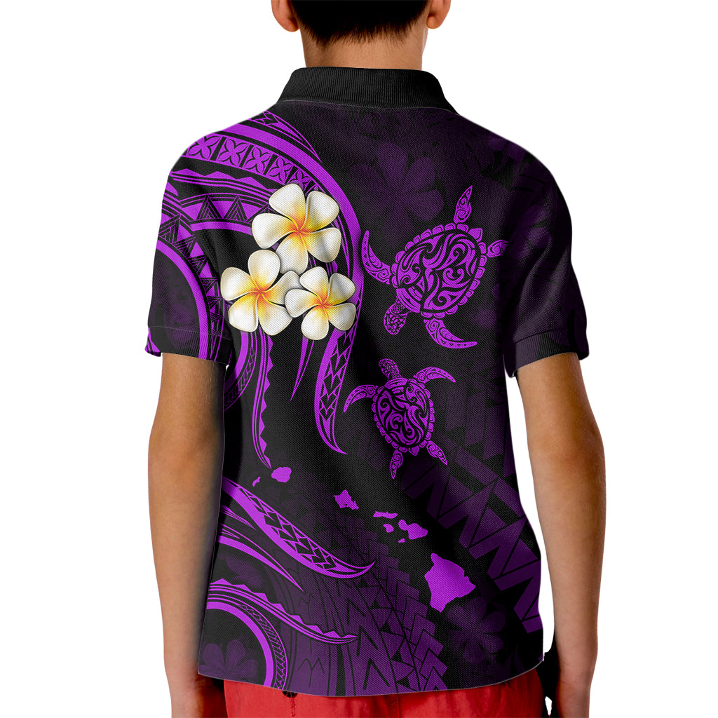 Polynesian Hawaii Kid Polo Shirt Kahoolawe Islands with Pacific Plumeria Purple Vibe LT9 - Polynesian Pride