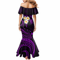 Polynesian Hawaii Mermaid Dress Kahoolawe Islands with Pacific Plumeria Purple Vibe LT9 - Polynesian Pride