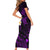 Polynesian Hawaii Short Sleeve Bodycon Dress Kahoolawe Islands with Pacific Plumeria Purple Vibe LT9 - Polynesian Pride