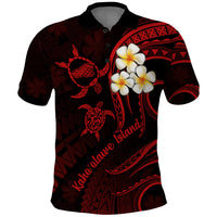 Polynesian Hawaii Polo Shirt Kahoolawe Islands with Pacific Plumeria Red Vibe LT9 Red - Polynesian Pride