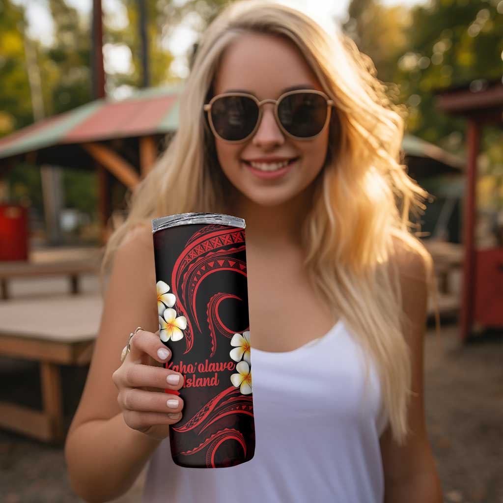 Hawaii Kahoolawe Islands Pacific Plumeria Skinny Tumbler Red Polynesian Tattoo