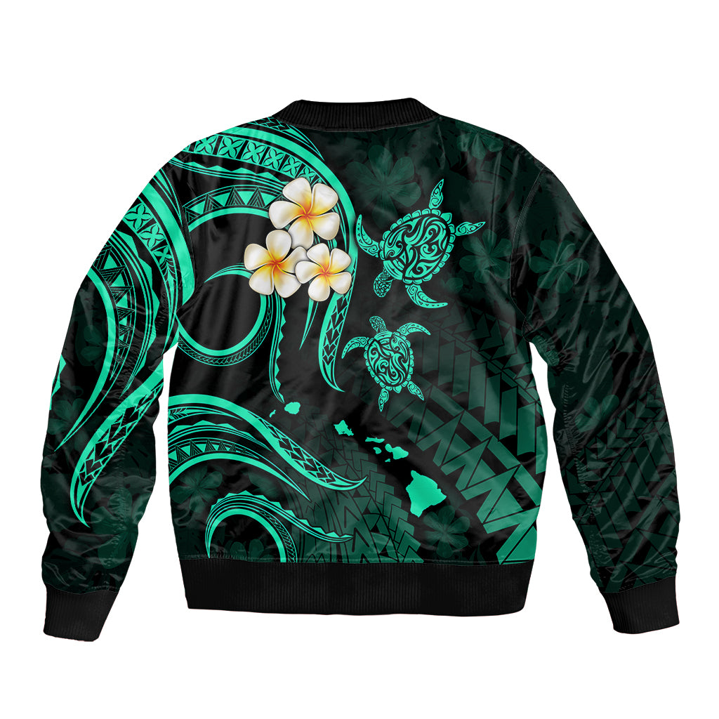 Polynesian Hawaii Bomber Jacket Kahoolawe Islands with Pacific Plumeria Turquoise Vibe LT9 - Polynesian Pride