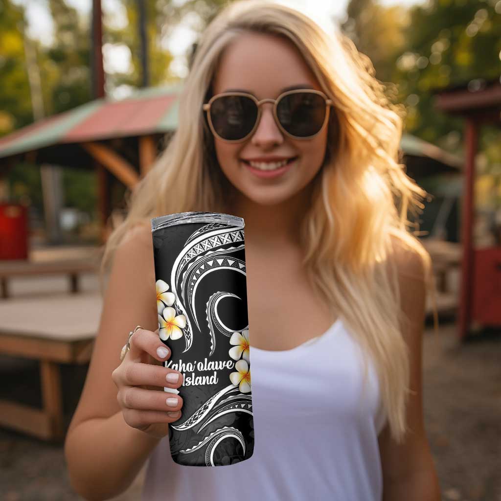Hawaii Kahoolawe Islands Pacific Plumeria Skinny Tumbler White Polynesian Tattoo