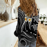 Polynesian Hawaii Women Casual Shirt Kahoolawe Islands with Pacific Plumeria White Vibe LT9 - Polynesian Pride