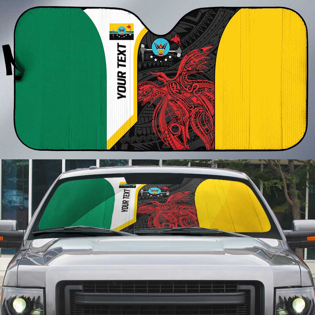 Personalised PNG Hela Province Auto Sun Shade Bird of Paradise Tattoo Flag Motif - Polynesian Pride