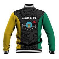 Personalised PNG Hela Province Baseball Jacket Bird of Paradise Tattoo Flag Motif - Polynesian Pride