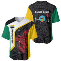 Personalised PNG Hela Province Baseball Jersey Bird of Paradise Tattoo Flag Motif - Polynesian Pride