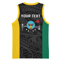 Personalised PNG Hela Province Basketball Jersey Bird of Paradise Tattoo Flag Motif - Polynesian Pride