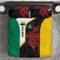 Personalised PNG Hela Province Bedding Set Bird of Paradise Tattoo Flag Motif - Polynesian Pride