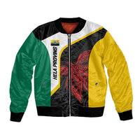 Personalised PNG Hela Province Bomber Jacket Bird of Paradise Tattoo Flag Motif - Polynesian Pride