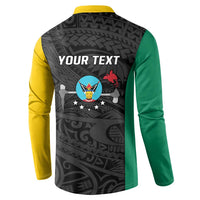 Personalised PNG Hela Province Button Sweatshirt Bird of Paradise Tattoo Flag Motif - Polynesian Pride