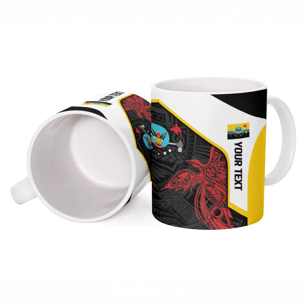 Personalised PNG Hela Province Ceramic Mug Bird of Paradise Tattoo Flag Motif - Polynesian Pride