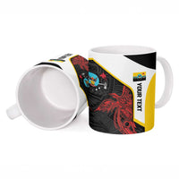 Personalised PNG Hela Province Ceramic Mug Bird of Paradise Tattoo Flag Motif - Polynesian Pride