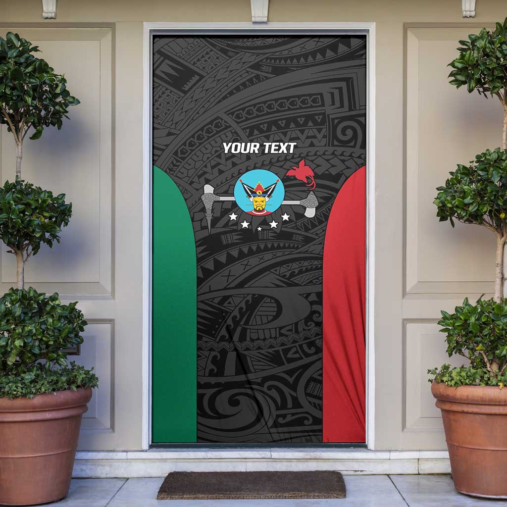 Personalised PNG Hela Province Door Cover Bird of Paradise Tattoo Flag Motif - Polynesian Pride