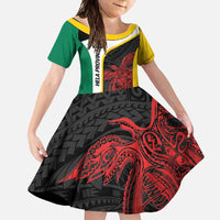 Personalised PNG Hela Province Family Matching Long Sleeve Bodycon Dress and Hawaiian Shirt Bird of Paradise Tattoo Flag Motif - Polynesian Pride