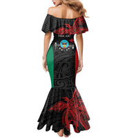 Personalised PNG Hela Province Family Matching Mermaid Dress and Hawaiian Shirt Bird of Paradise Tattoo Flag Motif - Polynesian Pride