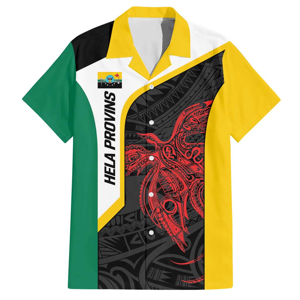 Personalised PNG Hela Province Family Matching Off Shoulder Maxi Dress and Hawaiian Shirt Bird of Paradise Tattoo Flag Motif - Polynesian Pride