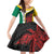 Personalised PNG Hela Province Family Matching Off Shoulder Short Dress and Hawaiian Shirt Bird of Paradise Tattoo Flag Motif - Polynesian Pride