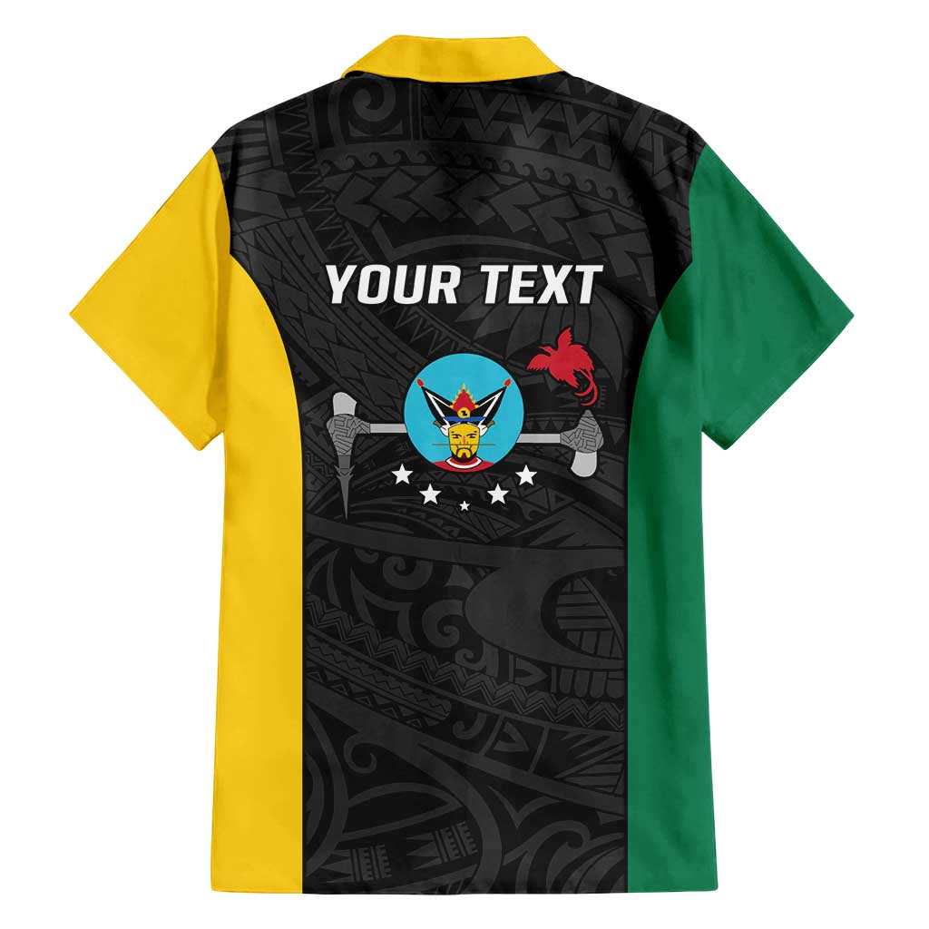 Personalised PNG Hela Province Family Matching Off Shoulder Short Dress and Hawaiian Shirt Bird of Paradise Tattoo Flag Motif - Polynesian Pride