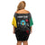 Personalised PNG Hela Province Family Matching Off Shoulder Short Dress and Hawaiian Shirt Bird of Paradise Tattoo Flag Motif - Polynesian Pride
