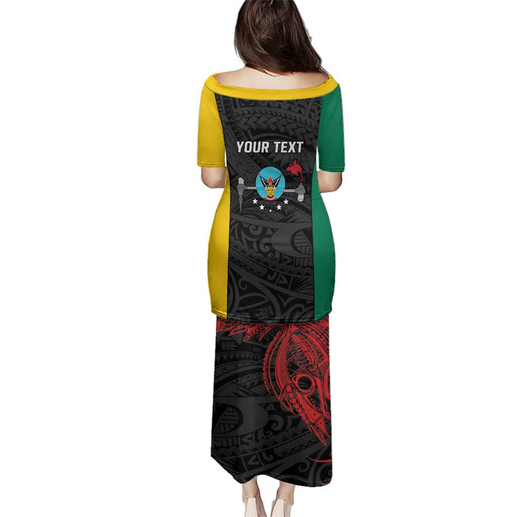 Personalised PNG Hela Province Family Matching Puletasi and Hawaiian Shirt Bird of Paradise Tattoo Flag Motif - Polynesian Pride