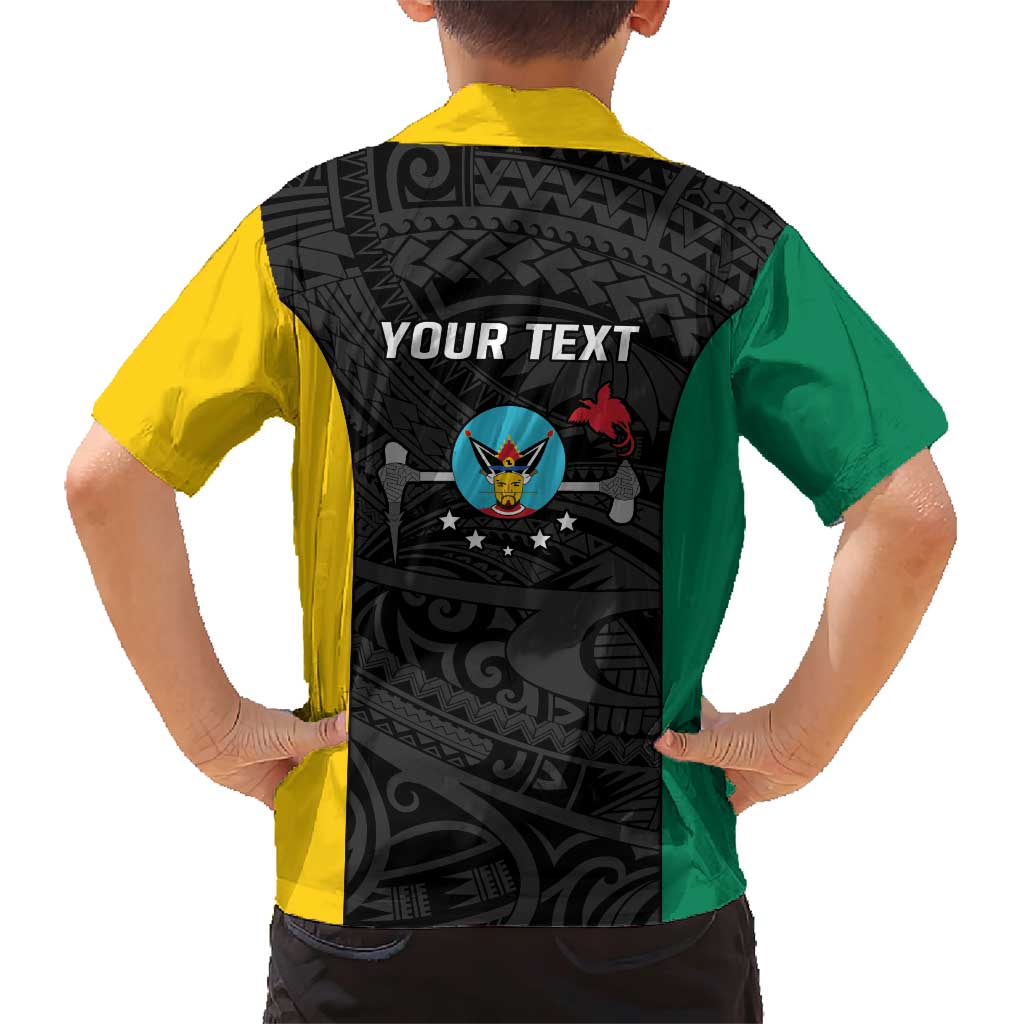 Personalised PNG Hela Province Family Matching Short Sleeve Bodycon Dress and Hawaiian Shirt Bird of Paradise Tattoo Flag Motif - Polynesian Pride