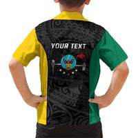 Personalised PNG Hela Province Family Matching Short Sleeve Bodycon Dress and Hawaiian Shirt Bird of Paradise Tattoo Flag Motif - Polynesian Pride