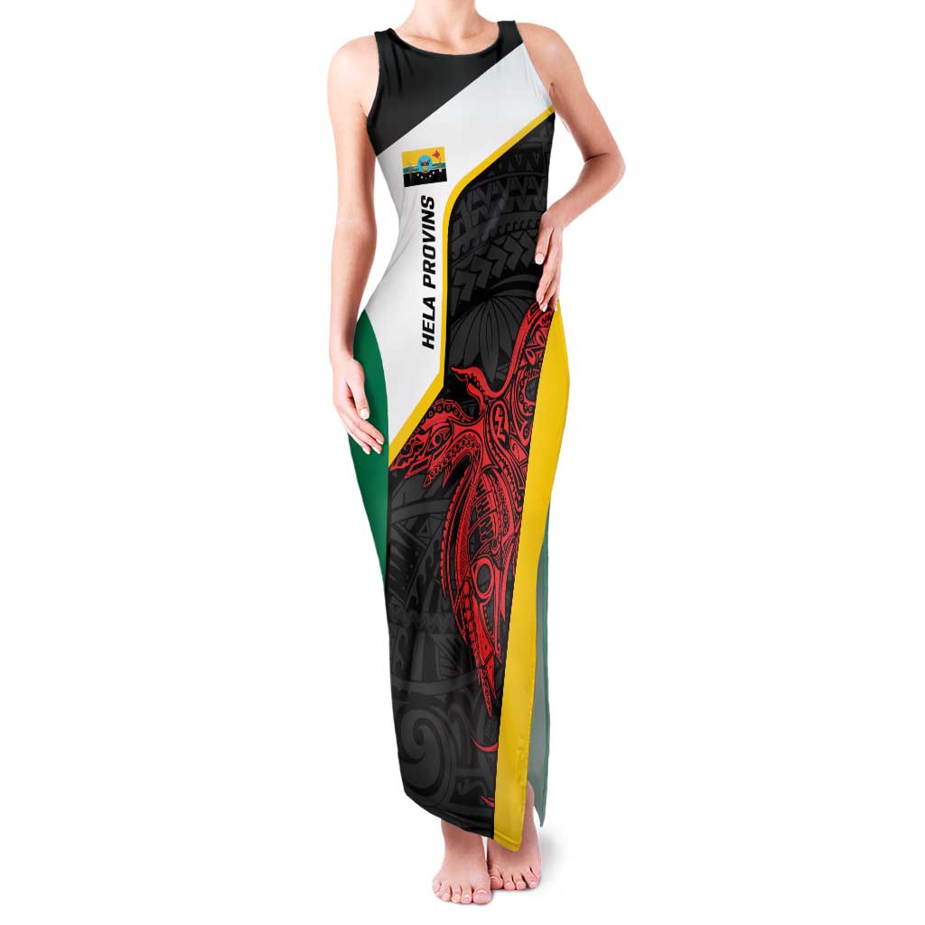 Personalised PNG Hela Province Family Matching Tank Maxi Dress and Hawaiian Shirt Bird of Paradise Tattoo Flag Motif - Polynesian Pride